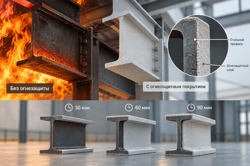 Предел огнестойкости R15–R150 металлоконструкций
